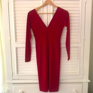Moda International Red three-quarter length sleeve dress.